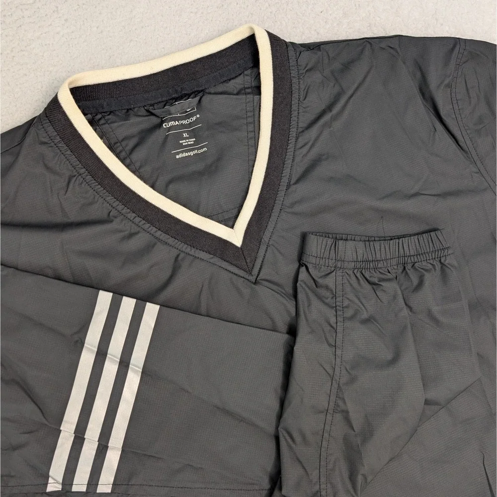 Adidas Golf Climaproof V-Neck Lined Windbreaker Men's XL Black Long Sleeve‎ Zip